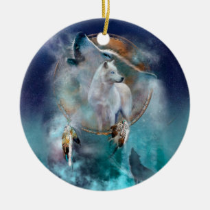 Ornamento De Cerâmica Homem-fantasma indiano e lobo-chefe de etnia triba