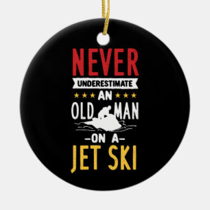 Ornamento De Cerâmica Homem Idoso Em Uma Jet Ski
