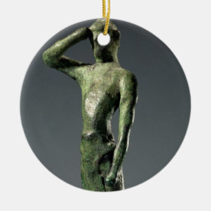 Ornamento De Cerâmica Homem na oração, escultura de bronze grega arcai