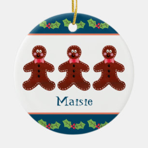 Ornamento De Cerâmica Homem personalizado de pão de Natal