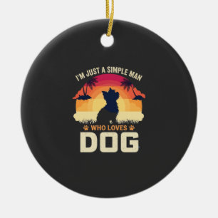 Ornamento De Cerâmica Homem Simples Que Ama Silhueta De Cachorro Pôr Do