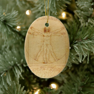 Ornamento De Cerâmica Homem Vitruviano por Leonardo Da Vinci