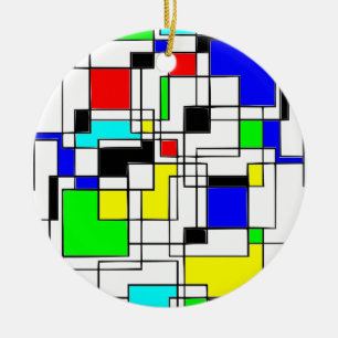 Ornamento De Cerâmica Homenagem Aleatória A Mondrian