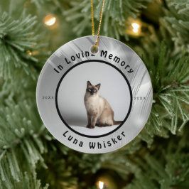 Ornamento De Cerâmica Homenagem de Foto de Gato em Memória Amorosa de An