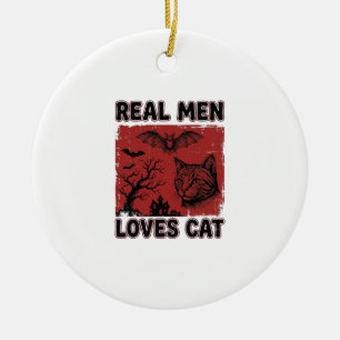 Ornamento De Cerâmica Homens de Verdade Amam Camiseta Vintage de Gato de