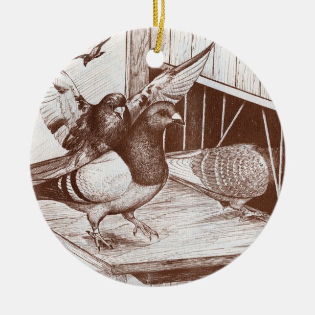 Ornamento De Cerâmica Homens em Chamada (Frente)