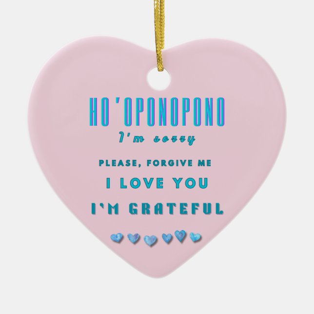 Ornamento De Cerâmica Ho'oponopono Healing Mantra - Azul Claro Espiritua (Frente)