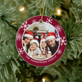 Ornamento De Cerâmica Hora Maravilhosa de Snowflake Burgundy