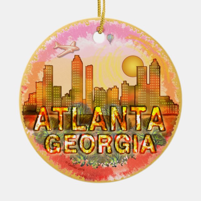 Ornamento De Cerâmica Horizonte de Atlanta (Frente)