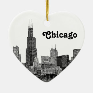 Ornamento De Cerâmica Horizonte de Chicago Gravado