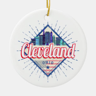 Ornamento De Cerâmica Horizonte de Cleveland Ohio Estados Unidos Vintage