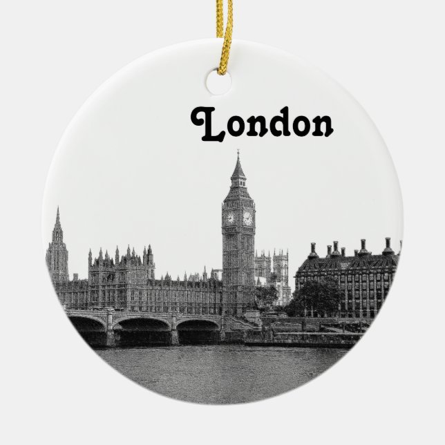 Ornamento De Cerâmica Horizonte de Londres Inglaterra Reino Unido Gravad (Frente)