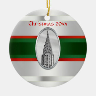 Ornamento De Cerâmica Horizonte de NYC: Chrysler Building Xmas #3W