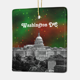 Ornamento De Cerâmica Horizonte de Washington DC Estrela Verde Vermelha