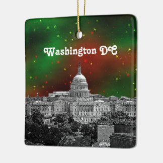 Ornamento De Cerâmica Horizonte de Washington DC Estrela Verde Vermelha 