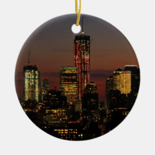 Ornamento De Cerâmica Horizonte do Lower NYC: World Trade Center em Verm