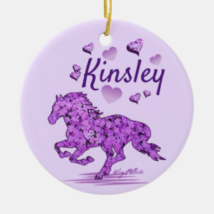 Ornamento De Cerâmica Horse Girl, Ornament de cerâmica de cavalos