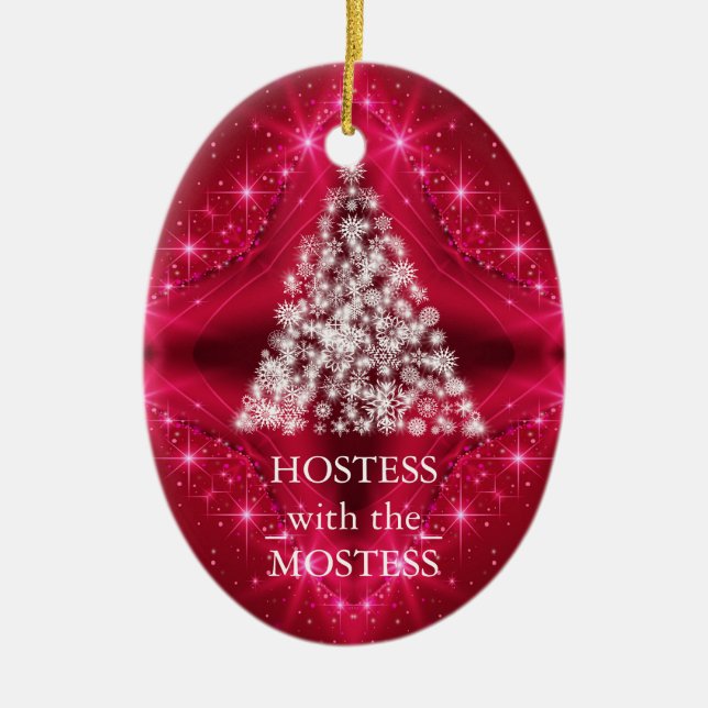 Ornamento De Cerâmica Hostess com o Quadro de Natal de Mostess (Frente)