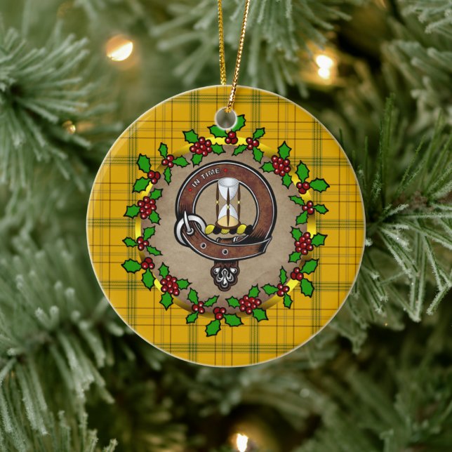 Ornamento De Cerâmica Houston Clan Crachá & Tartan Personalizado Xmas (Árvore)