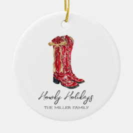 Ornamento De Cerâmica Howdy Holidays Cowgirl