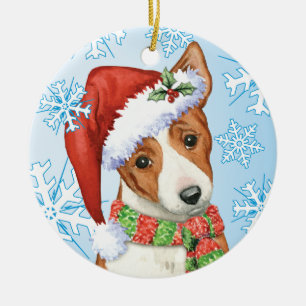 Ornamento De Cerâmica Howliday feliz Basenji