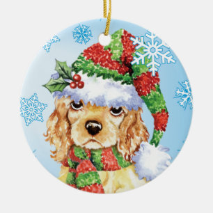 Ornamento De Cerâmica Howliday feliz cocker spaniel
