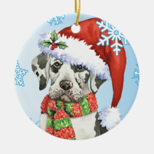 Ornamento De Cerâmica Howliday feliz great dane