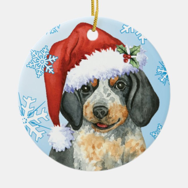 Ornamento De Cerâmica Howlidays feliz Bluetick (Frente)