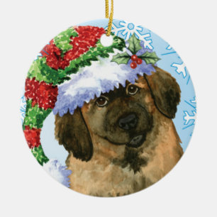 Ornamento De Cerâmica Howlidays feliz Leonberger