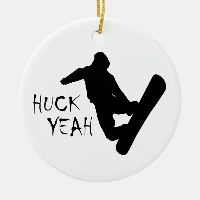 Ornamento De Cerâmica Huck Sim (Snowboard) (Frente)