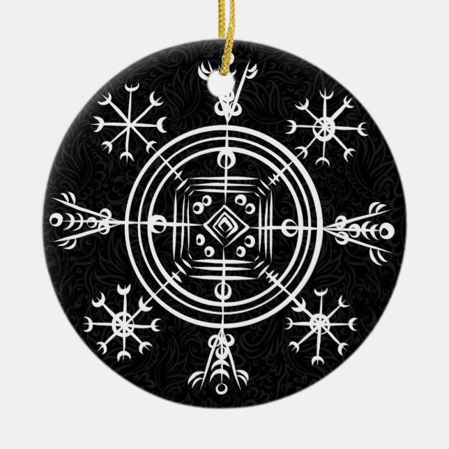 Ornamento De Cerâmica Hulinhjálmur - Norse Sigil da Inisibilidade (Frente)