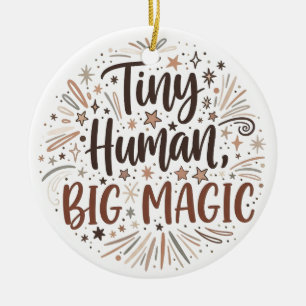 Ornamento De Cerâmica "Humano Pequeno, Grande Magia" Citação Boho Starbu