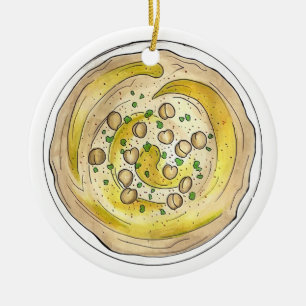 Ornamento De Cerâmica Hummus Houmous — Comida do Médio Oriente