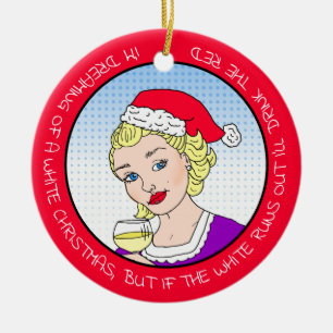 Ornamento De Cerâmica Humor de Vinho Engraçado Dama Retro Natal