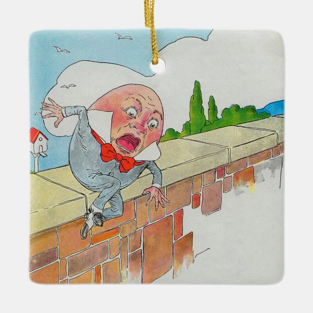 Ornamento De Cerâmica Humpty Dumpty em Wall Madre Goose Nursery Rhyme (Frente)