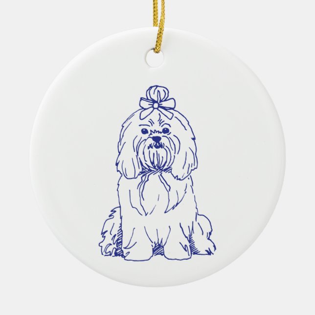 Ornamento De Cerâmica Hunderasse Shih Tzu (Frente)
