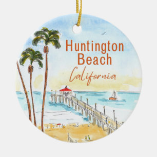 Ornamento De Cerâmica Huntington Beach Surf City EUA Califórnia