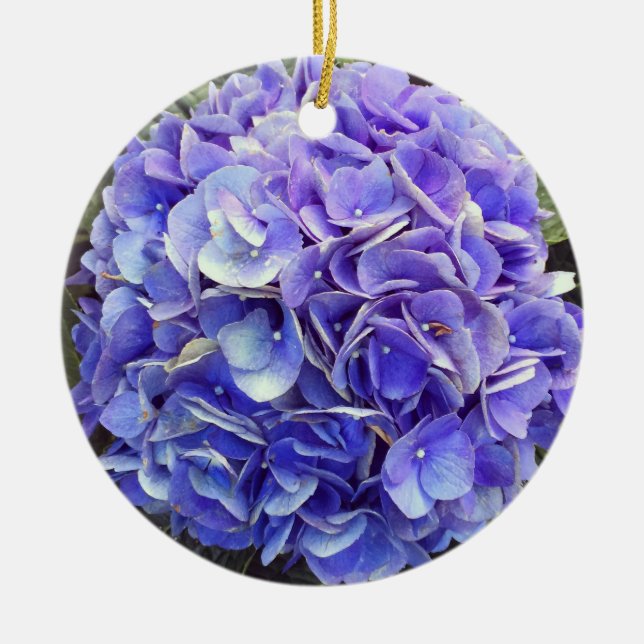 Ornamento De Cerâmica Hydrangea roxa (Frente)
