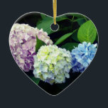 Ornamento De Cerâmica Hydrangeas<br><div class="desc">Lindas e românticas hidrelétricas cor-de-rosa roxa-roxa- fotografia de H Cooper</div>