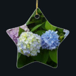 Ornamento De Cerâmica Hydrangeas<br><div class="desc">Lindas e românticas hidrelétricas cor-de-rosa roxa-roxa- fotografia de H Cooper</div>