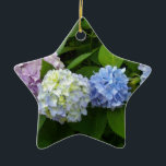 Ornamento De Cerâmica Hydrangeas<br><div class="desc">Lindas e românticas hidrelétricas cor-de-rosa roxa-roxa- fotografia de H Cooper</div>