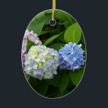 Ornamento De Cerâmica Hydrangeas<br><div class="desc">Lindas e românticas hidrelétricas cor-de-rosa roxa-roxa- fotografia de H Cooper</div>