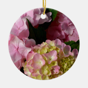 Ornamento De Cerâmica Hydrangeas Rosa e Cream