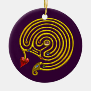 Ornamento De Cerâmica HYPER LABYRINTH branco e roxo