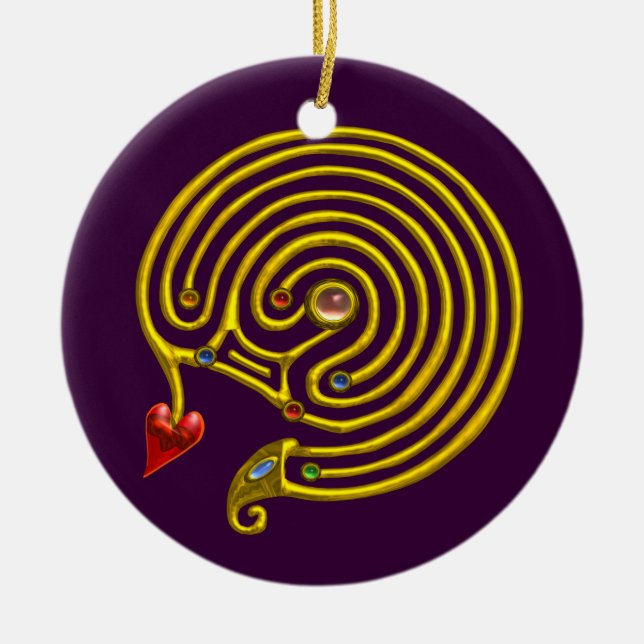 Ornamento De Cerâmica HYPER LABYRINTH branco e roxo (Frente)