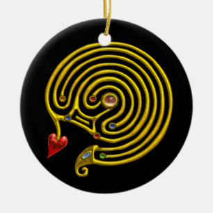 Ornamento De Cerâmica HYPER LABYRINTH preto e branco