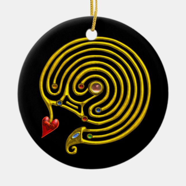 Ornamento De Cerâmica HYPER LABYRINTH preto e branco (Frente)