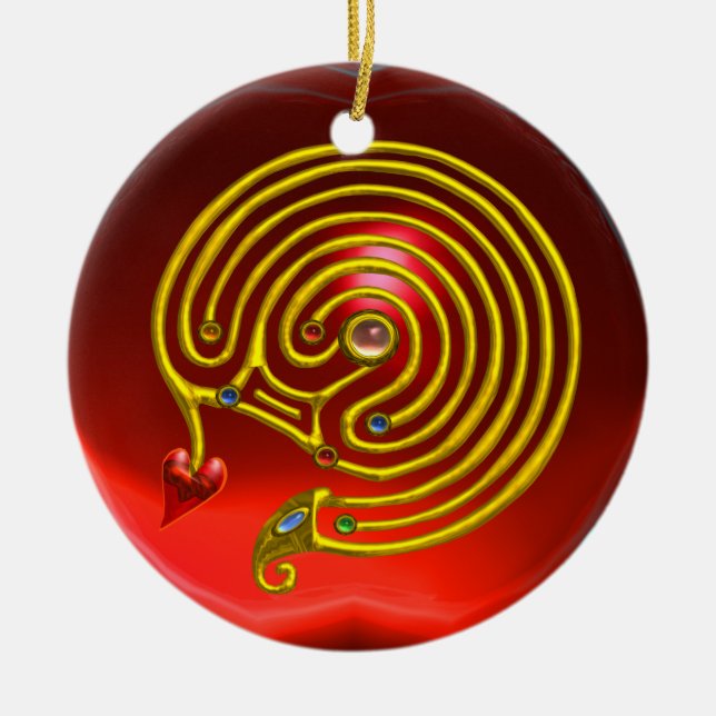 Ornamento De Cerâmica HYPER LABYRINTH Red Ruby e Blue Sapphire (Frente)