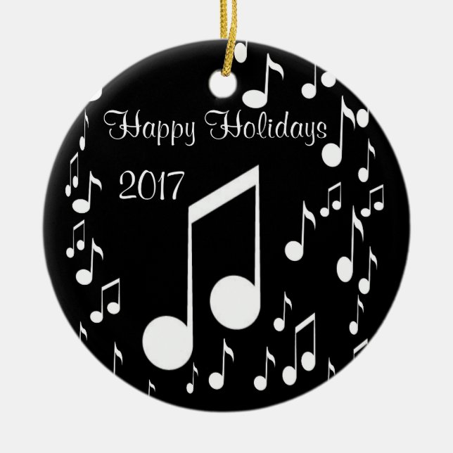 Ornamento De Cerâmica I Am Music, Happy Holidays 2017_ (Frente)