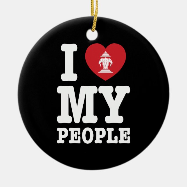 Ornamento De Cerâmica I Heart (Love) Erawan My Lao Pessoas (Frente)